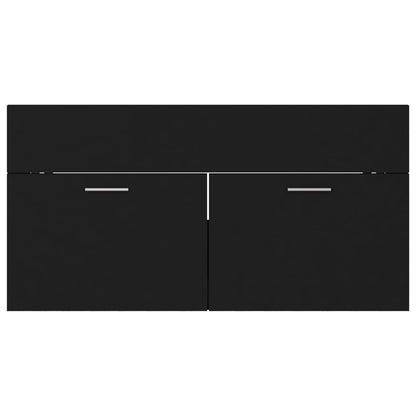 Bathroom Furniture Set Black Engineered Wood