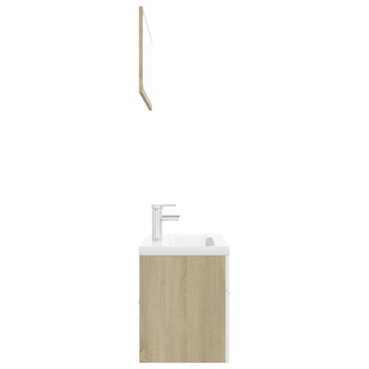 Bathroom Furniture Set White and Sonoma Oak Engineered Wood