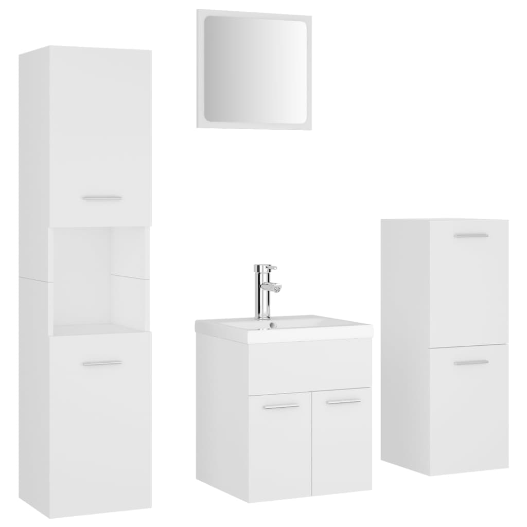 Bathroom Furniture Set White Engineered Wood