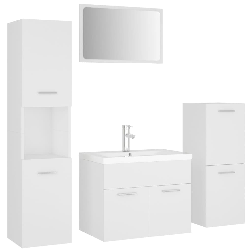 Bathroom Furniture Set White Engineered Wood