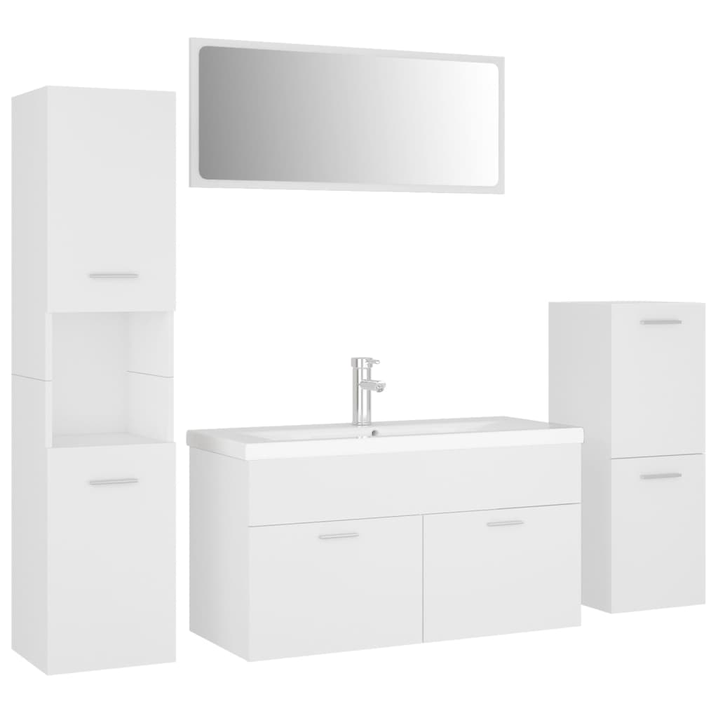 Bathroom Furniture Set White Engineered Wood