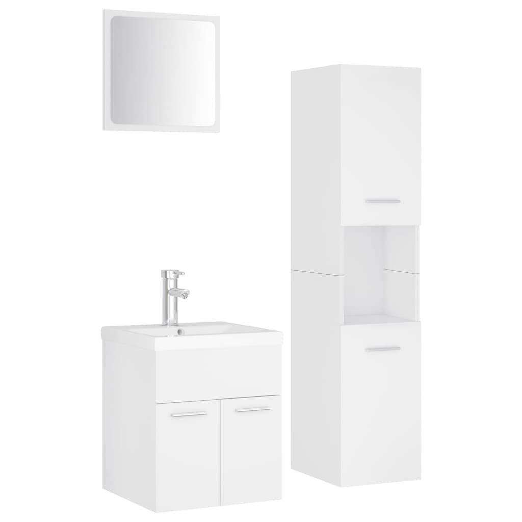 Bathroom Furniture Set White Engineered Wood