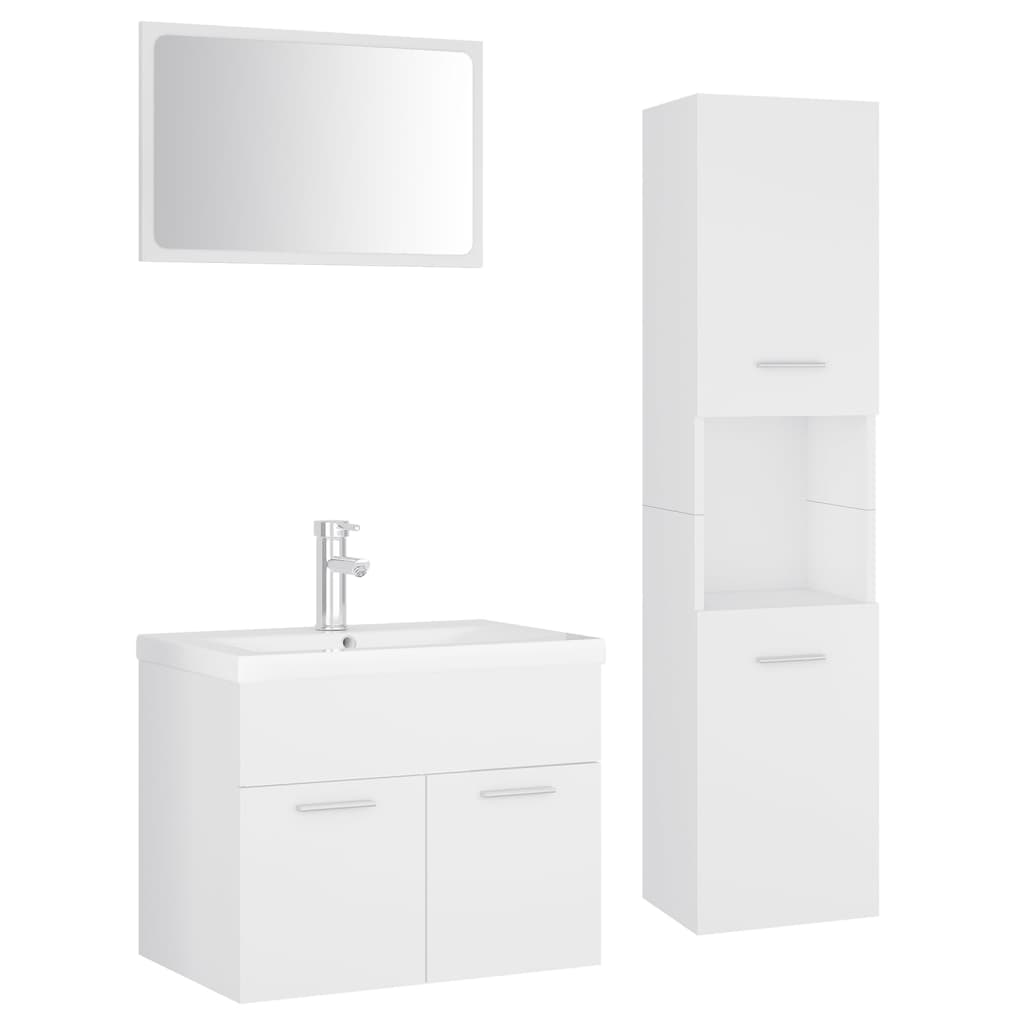 Bathroom Furniture Set White Engineered Wood