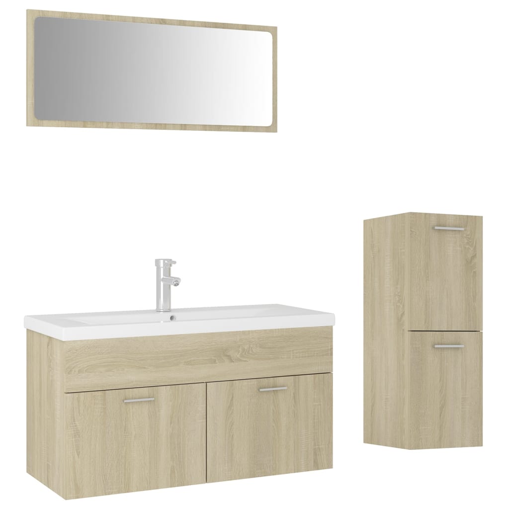 Bathroom Furniture Set Sonoma Oak Engineered Wood