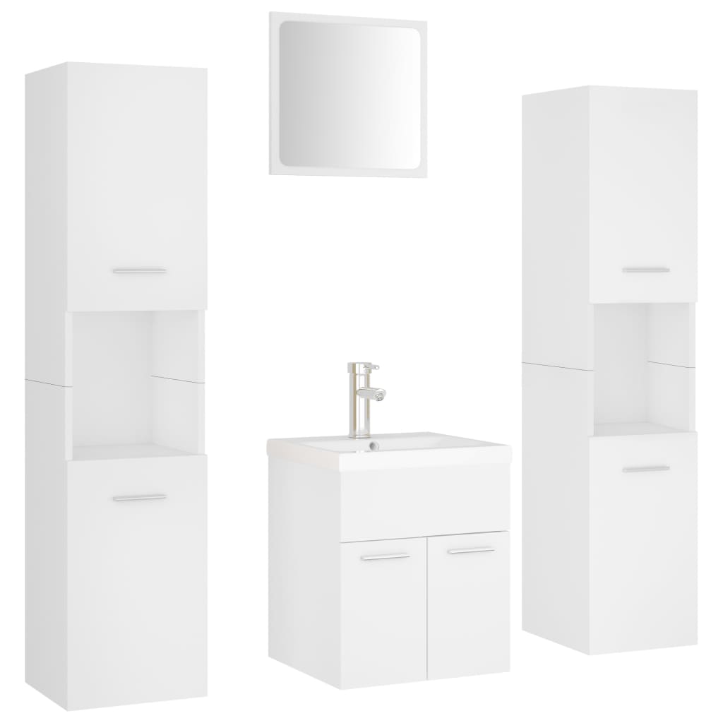 Bathroom Furniture Set White Engineered Wood