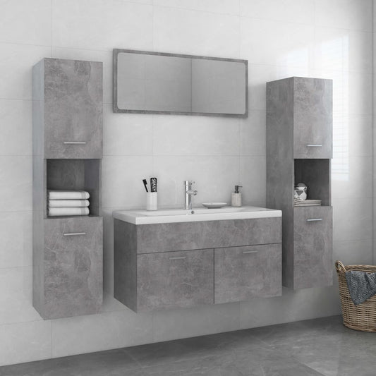 Bathroom Furniture Set Concrete Grey Engineered Wood