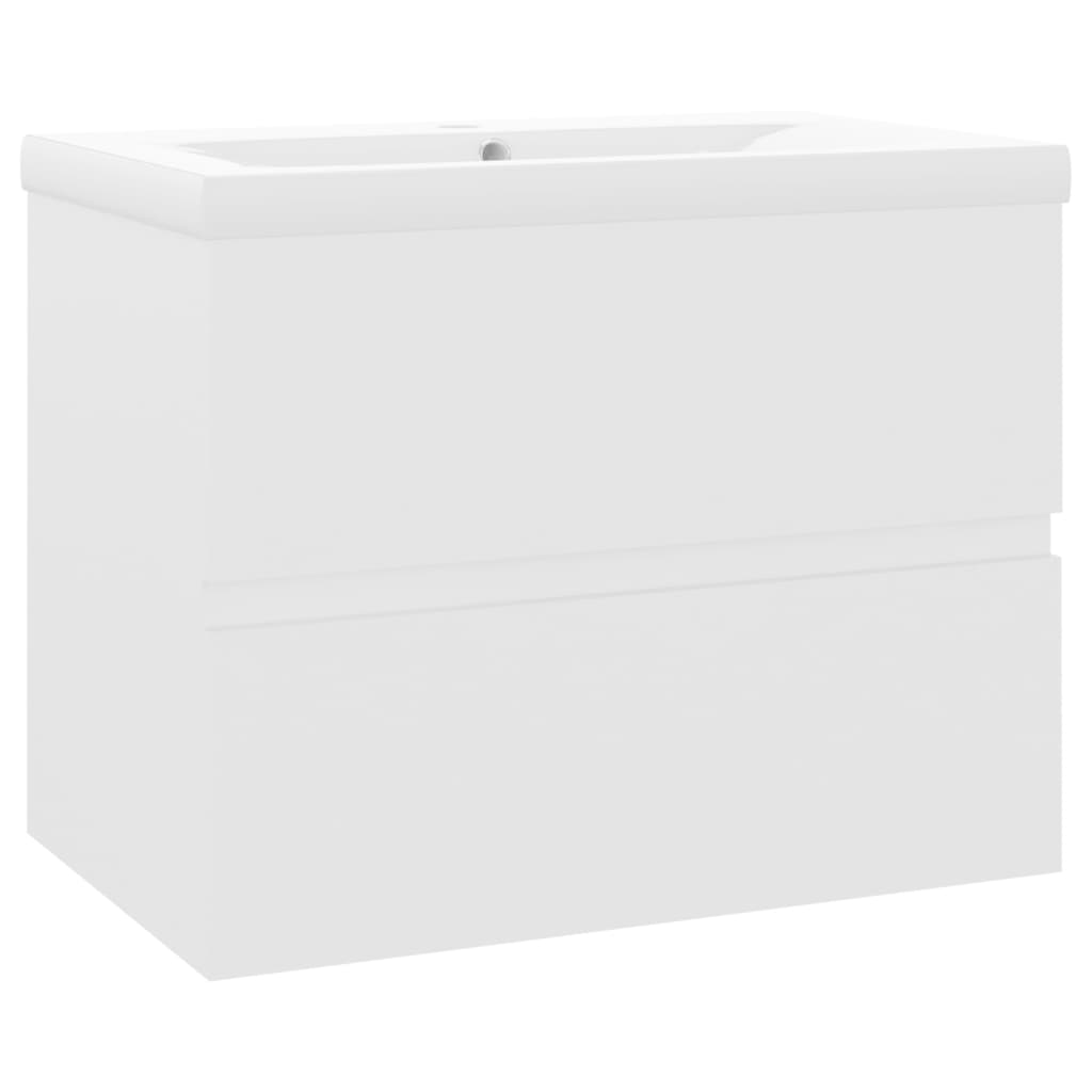 Sink Cabinet with Built-in Basin White Engineered Wood