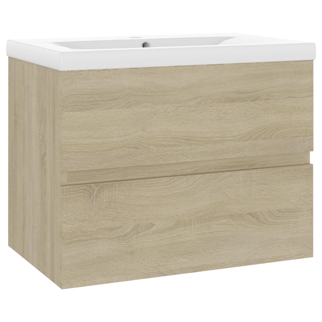 Sink Cabinet with Built-in Basin Sonoma Oak Engineered Wood