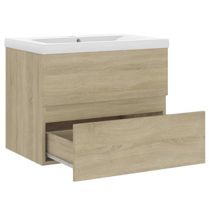 Sink Cabinet with Built-in Basin Sonoma Oak Engineered Wood