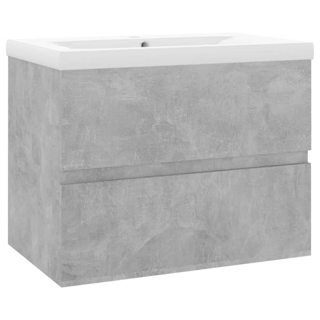 Sink Cabinet with Built-in Basin Concrete Grey Engineered Wood