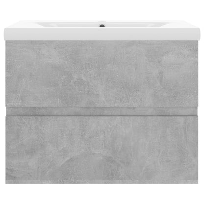 Sink Cabinet with Built-in Basin Concrete Grey Engineered Wood