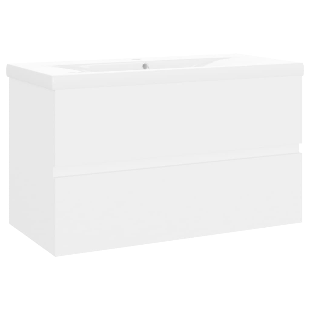 Sink Cabinet with Built-in Basin White Engineered Wood