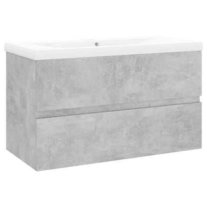 Sink Cabinet with Built-in Basin Concrete Grey Engineered Wood