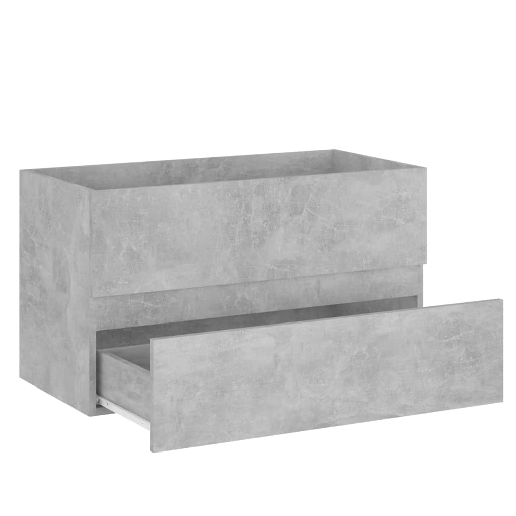 Sink Cabinet with Built-in Basin Concrete Grey Engineered Wood