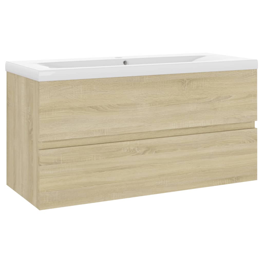 Sink Cabinet with Built-in Basin Sonoma Oak Engineered Wood