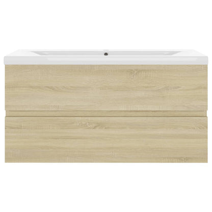 Sink Cabinet with Built-in Basin Sonoma Oak Engineered Wood