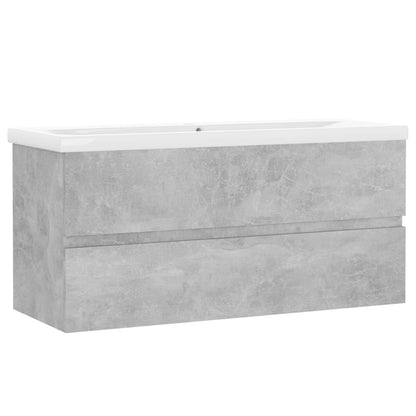 Sink Cabinet with Built-in Basin Concrete Grey Engineered Wood