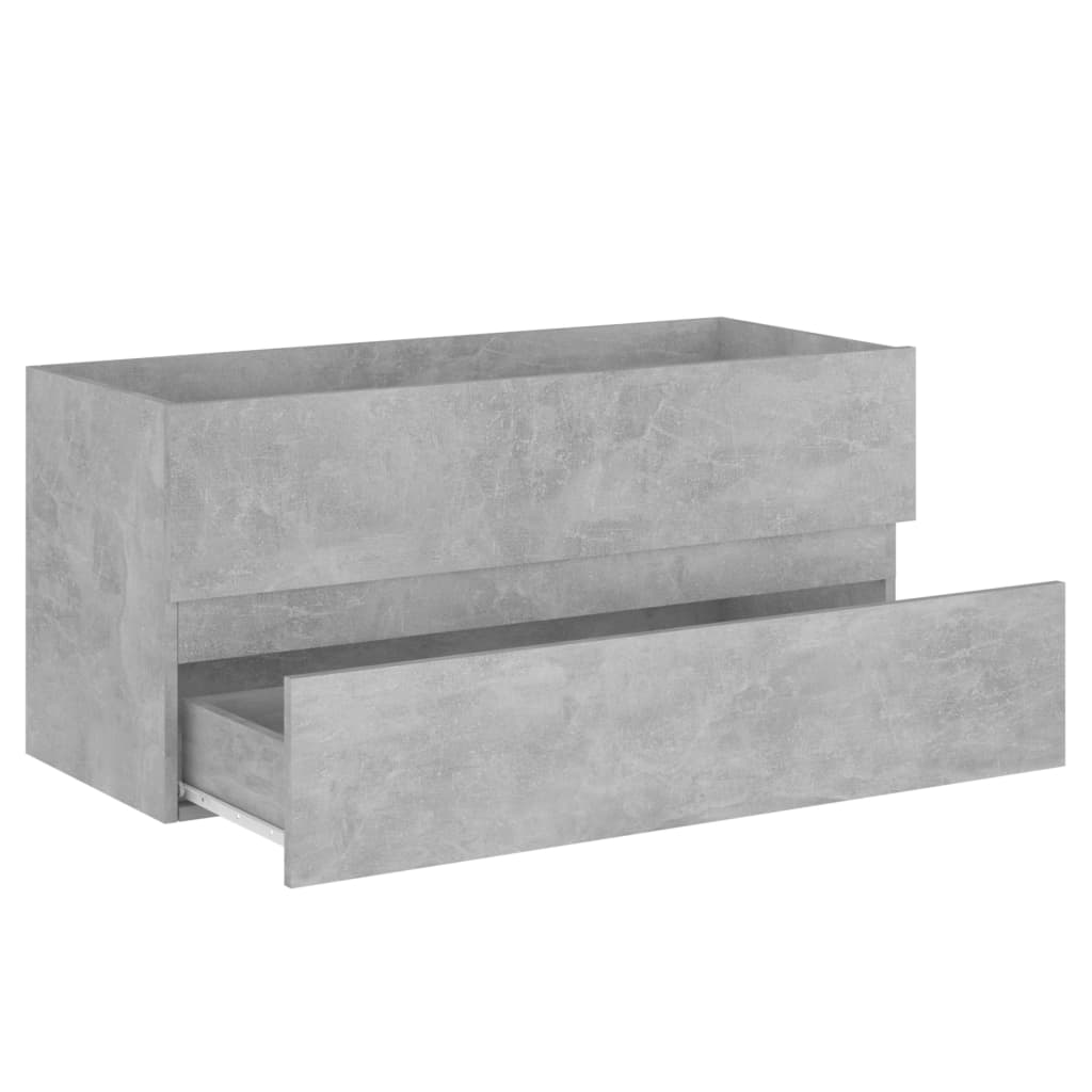 Sink Cabinet with Built-in Basin Concrete Grey Engineered Wood