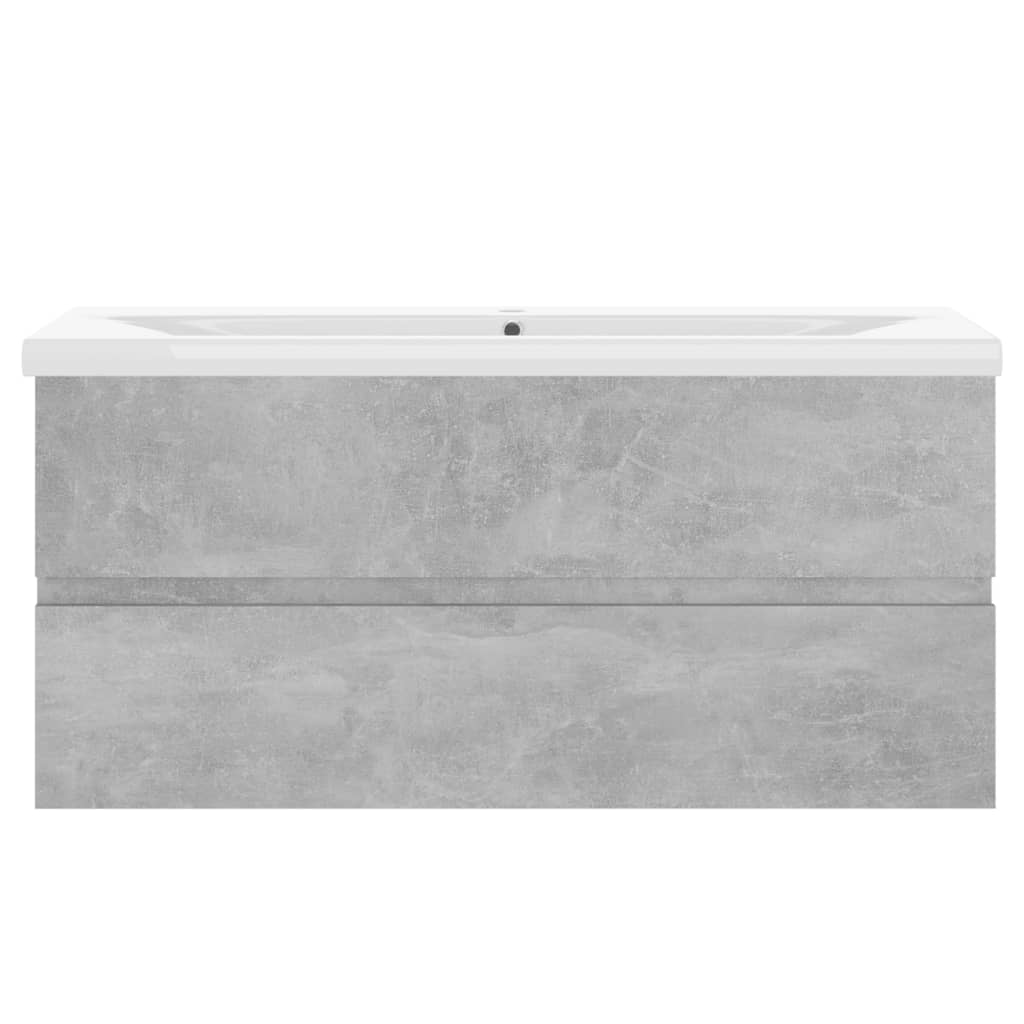 Sink Cabinet with Built-in Basin Concrete Grey Engineered Wood