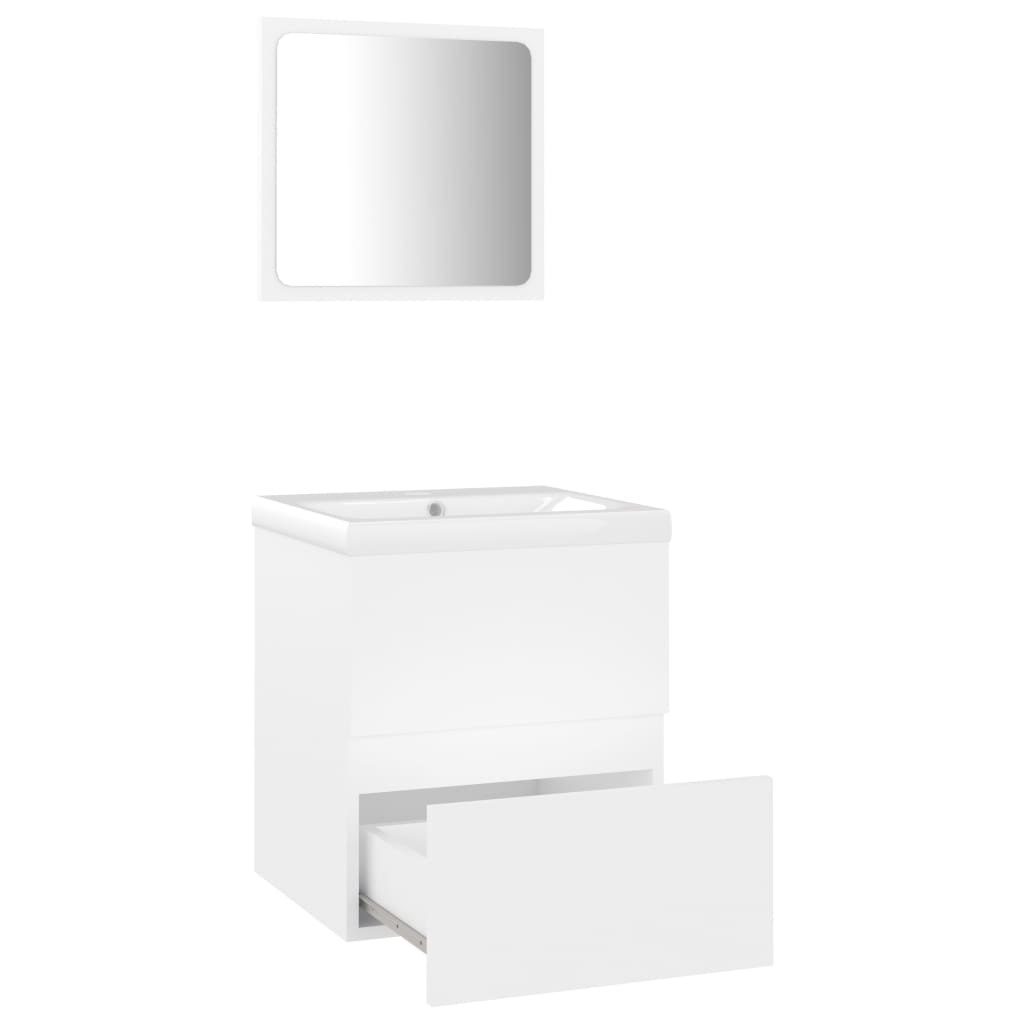 Bathroom Furniture Set White Engineered Wood