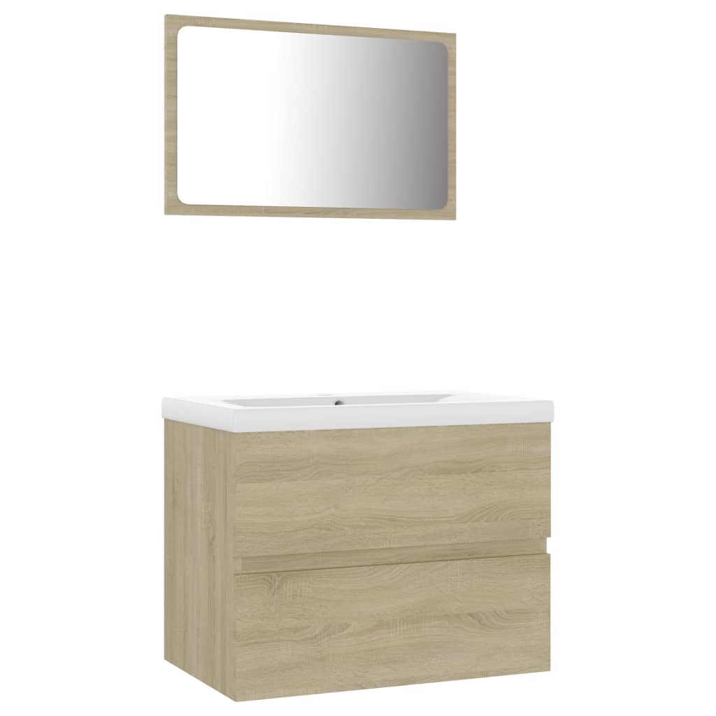 Bathroom Furniture Set Sonoma Oak Engineered Wood