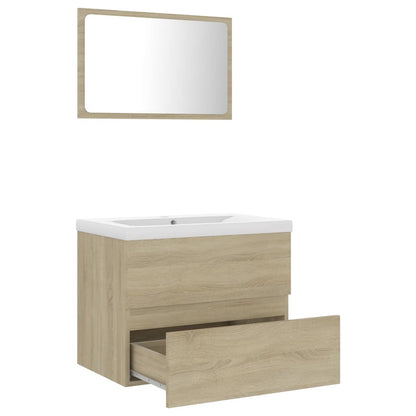 Bathroom Furniture Set Sonoma Oak Engineered Wood