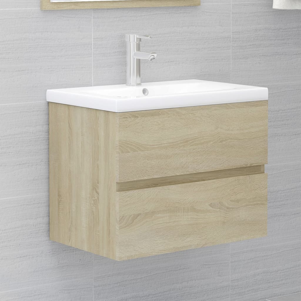 Bathroom Furniture Set Sonoma Oak Engineered Wood