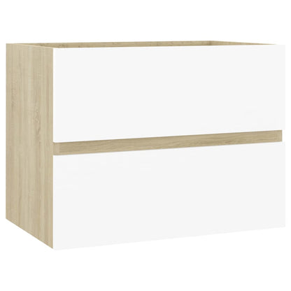 Bathroom Furniture Set White and Sonoma Oak Engineered Wood