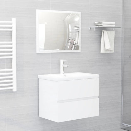 Bathroom Furniture Set High Gloss White Engineered Wood