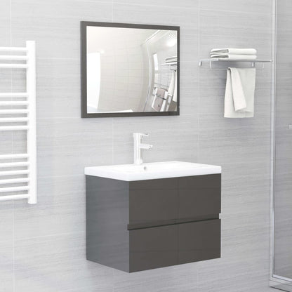 Bathroom Furniture Set High Gloss Grey Engineered Wood