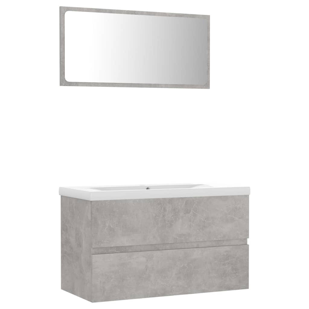 Bathroom Furniture Set Concrete Grey Engineered Wood