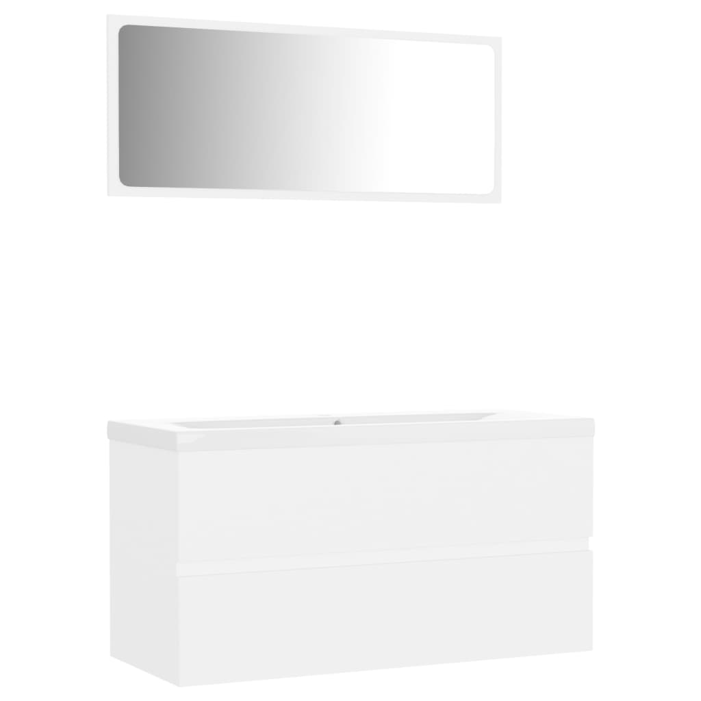 Bathroom Furniture Set White Engineered Wood