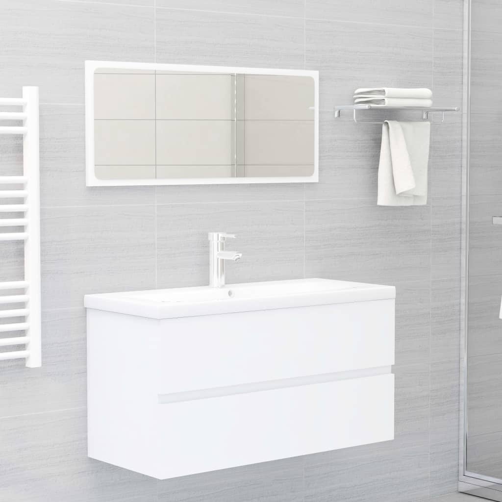 Bathroom Furniture Set White Engineered Wood