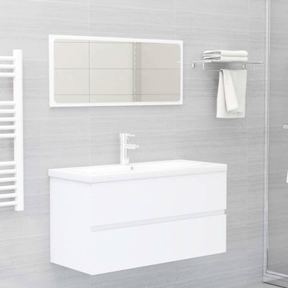 Bathroom Furniture Set White Engineered Wood