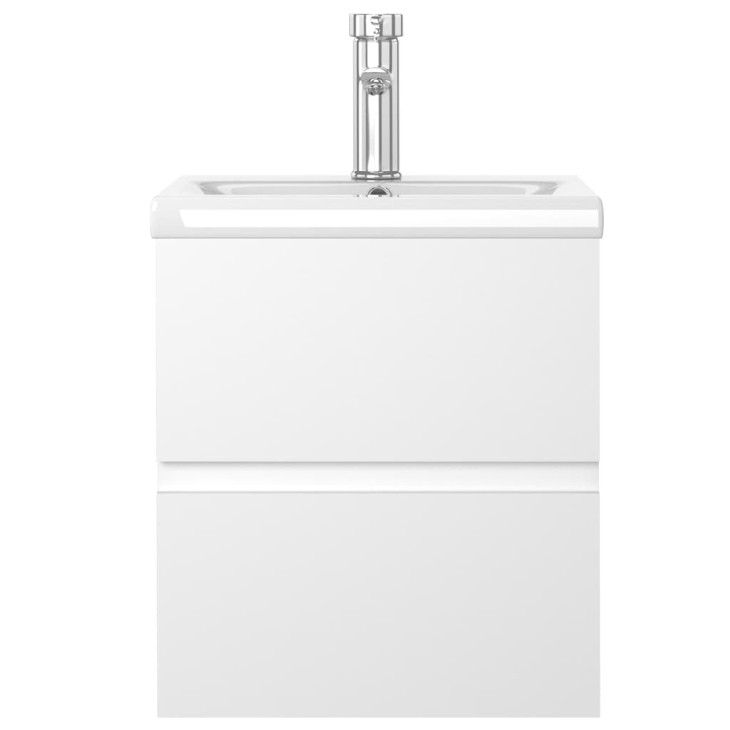 Sink Cabinet with Built-in Basin White Engineered Wood