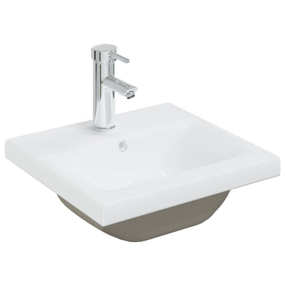 Sink Cabinet with Built-in Basin White Engineered Wood