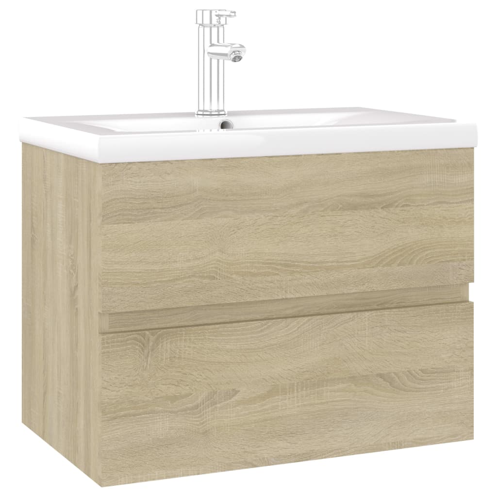 Sink Cabinet with Built-in Basin Sonoma Oak Engineered Wood