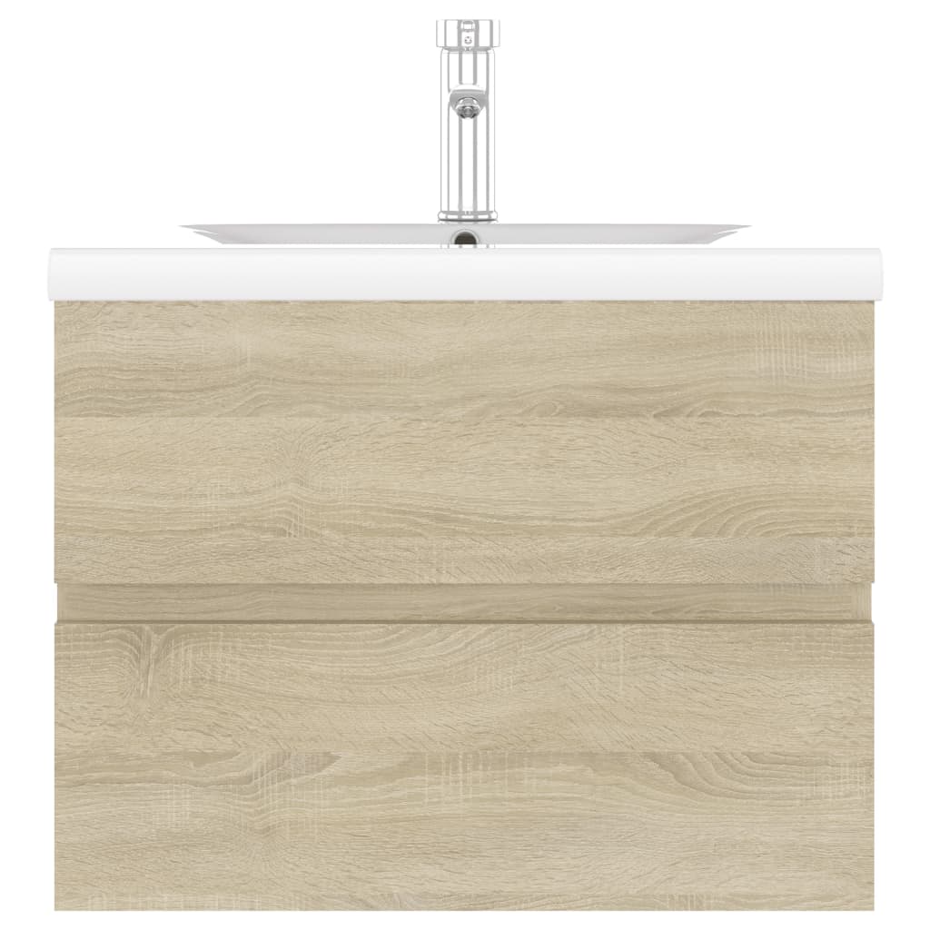 Sink Cabinet with Built-in Basin Sonoma Oak Engineered Wood