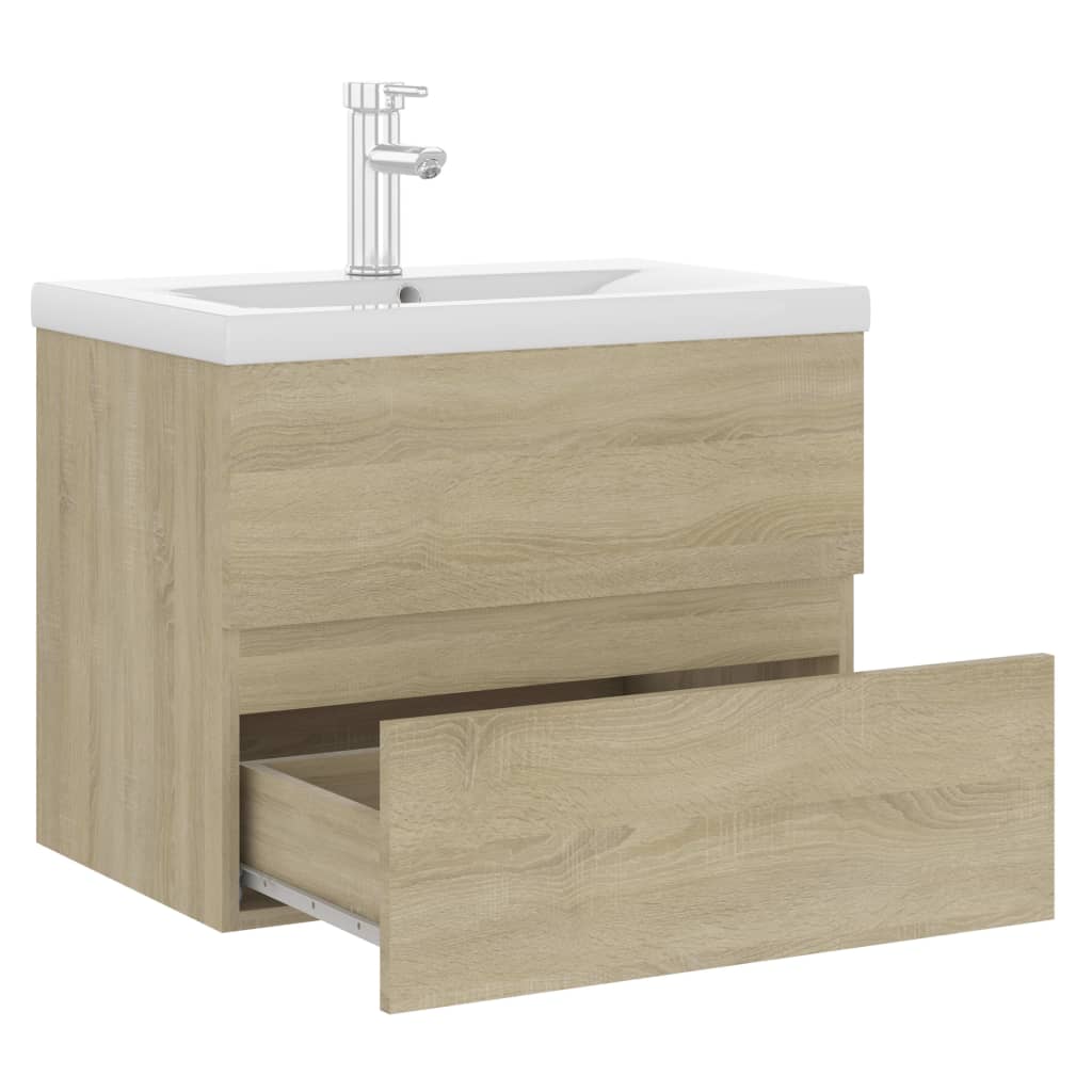 Sink Cabinet with Built-in Basin Sonoma Oak Engineered Wood