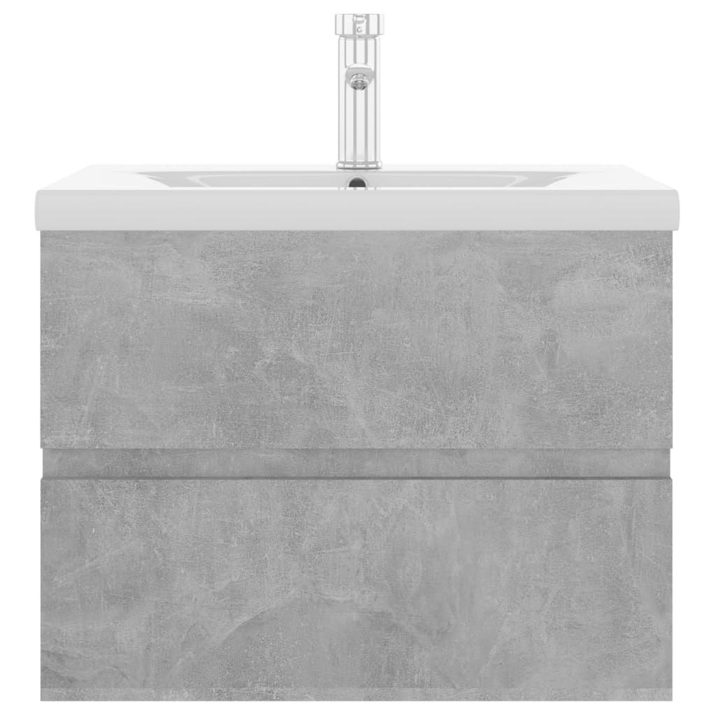 Sink Cabinet with Built-in Basin Concrete Grey Engineered Wood