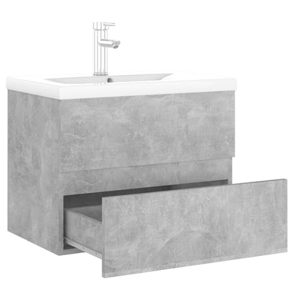 Sink Cabinet with Built-in Basin Concrete Grey Engineered Wood