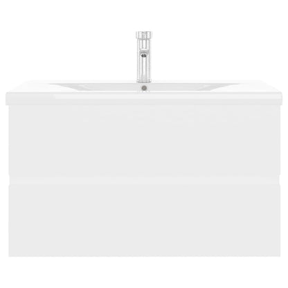 Sink Cabinet with Built-in Basin White Engineered Wood