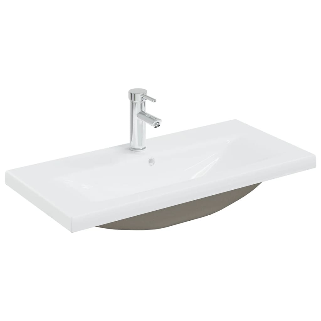 Sink Cabinet with Built-in Basin White Engineered Wood