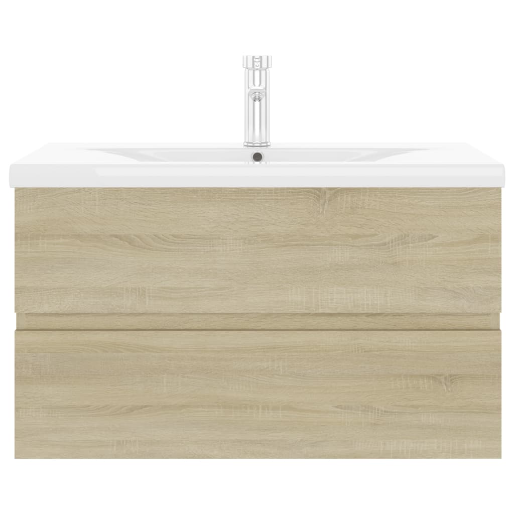 Sink Cabinet with Built-in Basin Sonoma Oak Engineered Wood