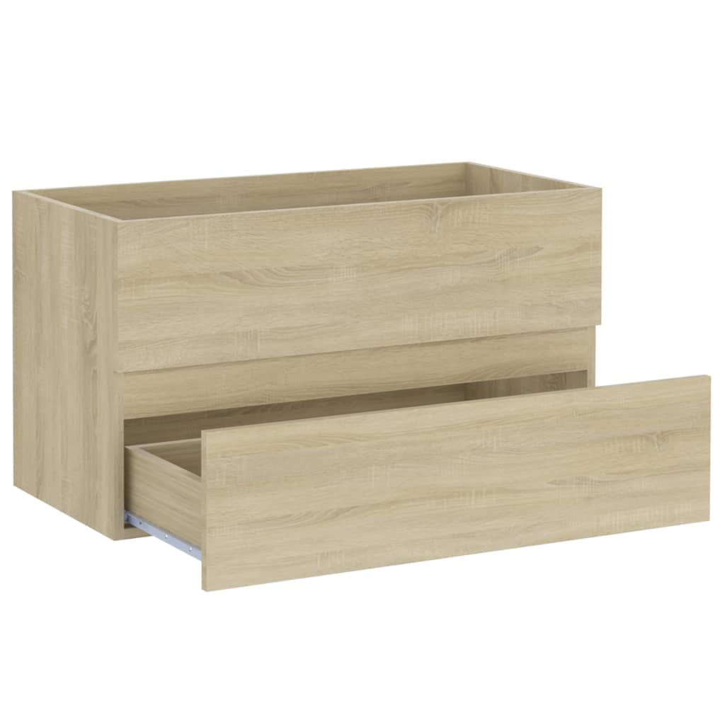 Sink Cabinet with Built-in Basin Sonoma Oak Engineered Wood