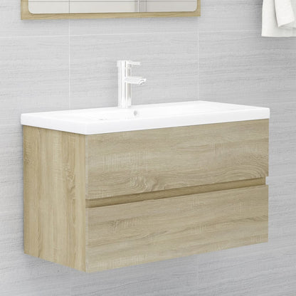 Sink Cabinet with Built-in Basin Sonoma Oak Engineered Wood