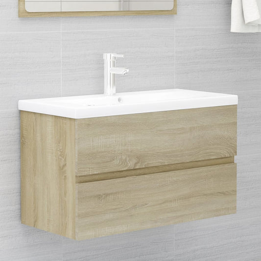 Sink Cabinet with Built-in Basin Sonoma Oak Engineered Wood