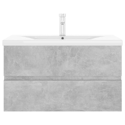 Sink Cabinet with Built-in Basin Concrete Grey Engineered Wood