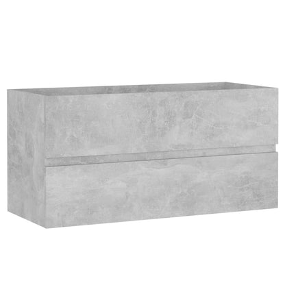 Sink Cabinet with Built-in Basin Concrete Grey Engineered Wood