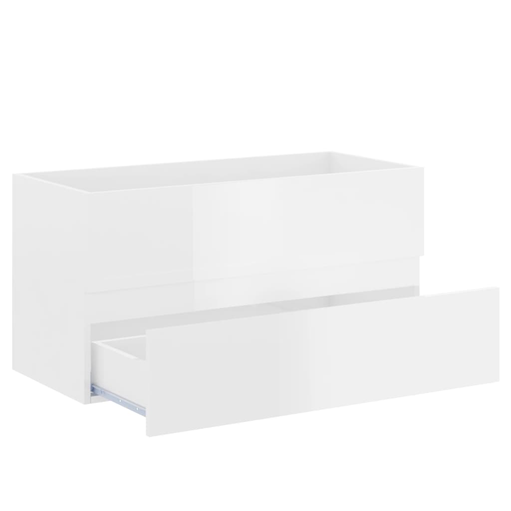 Sink Cabinet with Built-in Basin High Gloss White Engineered Wood